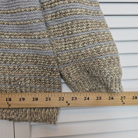 CALVIN KLEIN Tunic Sweater Cowl Neck Oversized Gray Gold Lurex Gradient Women M - Picture 10 of 12